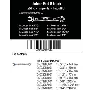 Kunci Ring Pas Inch Ratchet Set Wera 05020012001 Joker Imperial - 8 Pc