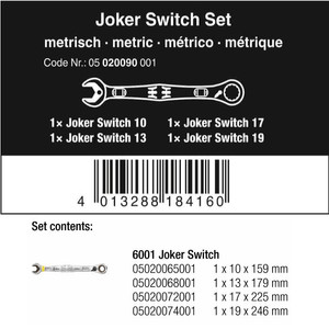 Kunci Ring Pas Switch Ratchet Set Wera 05020090001 Joker Metric - 4 Pc