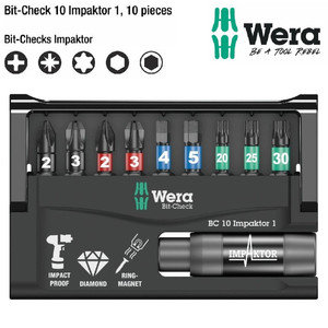 Mata Obeng Set Wera 05057680001 Bit-Check 10 Impaktor 1, 10 Pcs