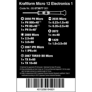 Obeng Mirco Set Wera 05073677001 Kraftform Micro 12 Electronics 1,12Pc