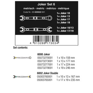 Kunci Pas & Ring Pas Metric Ratchet Set Wera 05020022001 Joker Metric