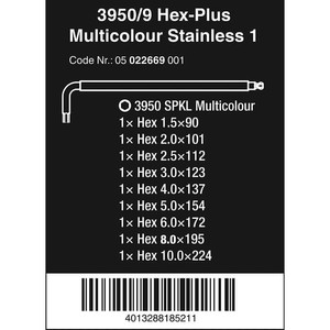 Kunci L Hex-Plus Metric Set Wera 05022669001 Ball Point L-Key 9 Pc