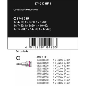 Bit Socket Bintang HF Wera 05004202001 Zyklop Accessories 1/2" D, 9 Pc