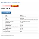 Obeng Minus VDE 1000V 3.5X100 mm 98 20 35 KNIPEX Slotted Screwdrivers
