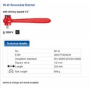Gagang Sok VDE Listrik 1/2" x 265 mm 98 42 KNIPEX Ratchets