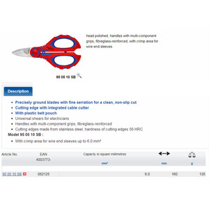 Gunting 95 05 10 KNIPEX Electricians Shears