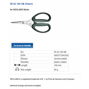 Gunting 95 03 160 KNIPEX Shears For Kevlar Fibres