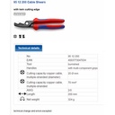 Tang Potong Kabel 95 12 200 KNIPEX Cable Shears With Twin Cutting Edge