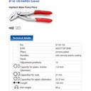 Tang Kunci Pipa 125 mm 87 03 125 KNIPEX Cobra Water Pump Pliers