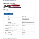 Tang Kunci Pipa 250 mm 87 02 250 KNIPEX Cobra Water Pump Pliers