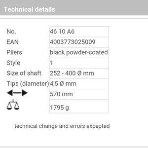 Tang Snap Ring 252-400 mm 46 10 A6 KNIPEX External Circlip Pliers