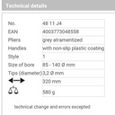 Tang Snap Ring 85-140 mm 48 11 J4 KNIPEX Internal Circlip Pliers