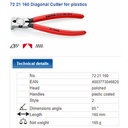 Tang Potong 72 21 160 KNIPEX 85-Degree Angle Diagonal Flush Cutters