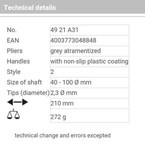 Tang Snap Ring 40-100 mm 49 21 A31 KNIPEX External Circlips Pliers