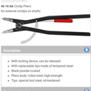 Tang Snap Ring 252-400 mm 46 10 A6 KNIPEX External Circlip Pliers