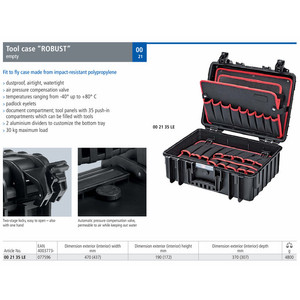 Tas Koper Perkakas Kosong 00 21 35 LE KNIPEX Tool Case Robust Empty