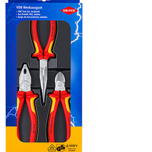 Tang VDE Listrik Kombinasi, Potong, Lancip 00 20 12 KNIPEX Safety Pack