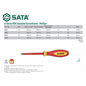 OBENG 61213 SCREWDRIVER INSULATED PHILIPS 2 X 100 MM SATA