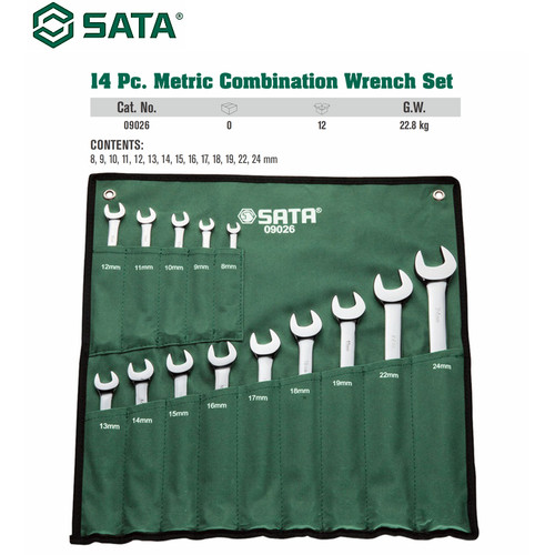 Kunci Ring Pas 14Pc Combination Wrench SET METRIC 09026 SATA