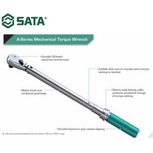 TORSI 96313 1/2" DR A-SERIES MECHANICAL TORQUE WRENCH 68-340Nm SATA