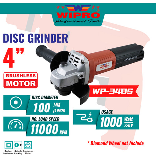 Mesin Gerinda Tangan / Disc Grinder WIPRO WP-34BS (Brushless) 4"