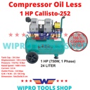 Mesin Kompressor Angin Compressor OIL LESS 1 HP Callisto-252 Wipro