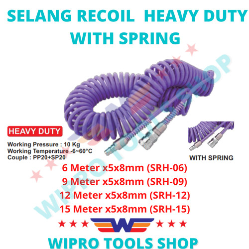 Selang Kompresor / Angin / Recoil Hose Spiral HEAVY DUTY W/Spring