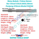 Mata Bobok/Pahat Beton/Bor Chisel COLD (HEX) 30mm x 410mm Model PAPAK