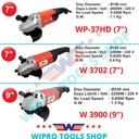 WIPRO Mesin Gerinda / Disc Grinder 7" WP-37HD / 7" W 3702 / 9" W 3900