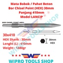 Mata Bobok / Pahat Beton / Bor Chisel Point (HEX) 30mm Model Lancip