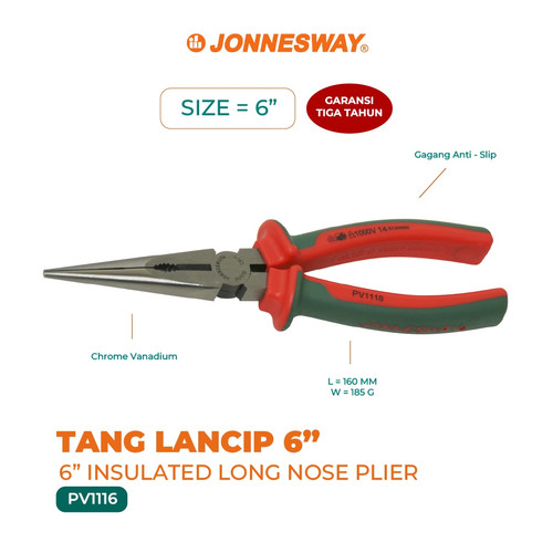 6" PLIER HIDUNG PANJANG TERINSULASI (PV1116)