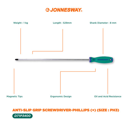 ANTI-SLIP GRIP SCREWDRIVER-PHILLIPS (+) (SIZE : PH3 ) (D71P3400)