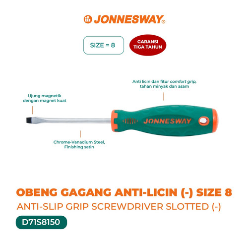 JONNESWAY OBENG GAGANG ANTI-LICIN (UKURAN : 8) (D71S8150)