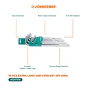 Jonnesway 10 Pcs Extra Long Arm Star Key Set Kunci Momen - H12S110S