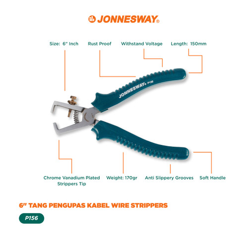 Jonnesway Tang Pengupas Kabel Wire Strippers 6" - P156