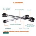 Jonnesway 2 Pcs Kunci Ring Pas Set Reversible Rachet 4 In 1 - W73102S