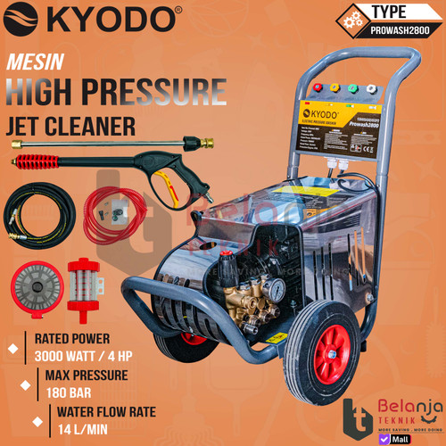 Mesin Cuci Kendaraan Mobil Motor Kyodo Prowash 2800 Jet Cleaner High Pressure 180 Bar 3000 Watt