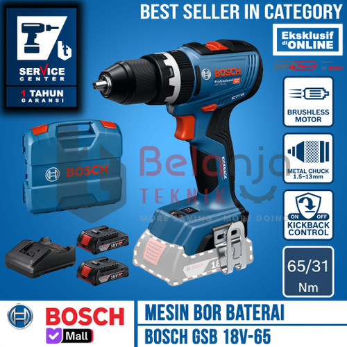 Mesin Bor Tembok Baterai Bosch GSB 18V-65 Hammer Drill Brushless Cordless GSB 18V 65 13MM