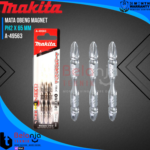 Mata Obeng Magnet Plus PH2 X 65 MM Makita Double Ended Head Torsion Screwdriver Bit A-49563