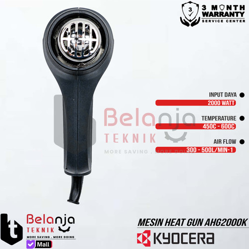 Mesin Heat Gun Kyocera AHG-2000K + Kit Alat Pemanas Plastik 2000W