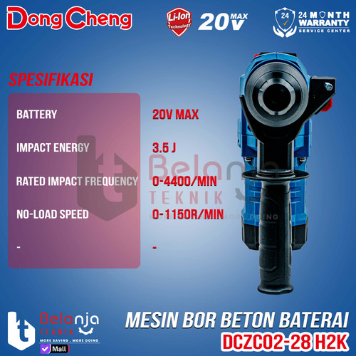 Mesin Bor Beton Baterai 28 MM Dongcheng DCZC02-28H2K Rotary Hammer Cordless Brushless 28 MM SET DCZC02-28