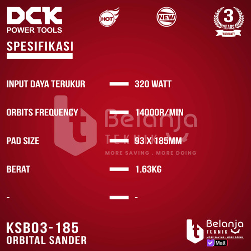 Mesin Amplas Kayu DCK KSB03-185 Orbital Sander 185 MM 320 W