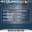 Mesin Travo Trafo Las Co2 Izumi MIG 200 MMA TIG Tanpa Gas Welding Machine 200 A Besi / Stainless