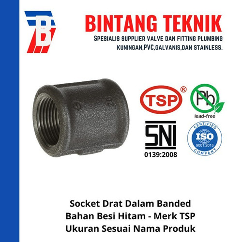 Socket 1 1/4" inch Besi Hitam TSP Drat Dalam