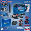 Dongcheng Mesin Gergaji Ukir Baterai DCMQ85 EM Cordless Brushless JigSaw DCMQ 85 EM 2 Baterai DCMQ85EM
