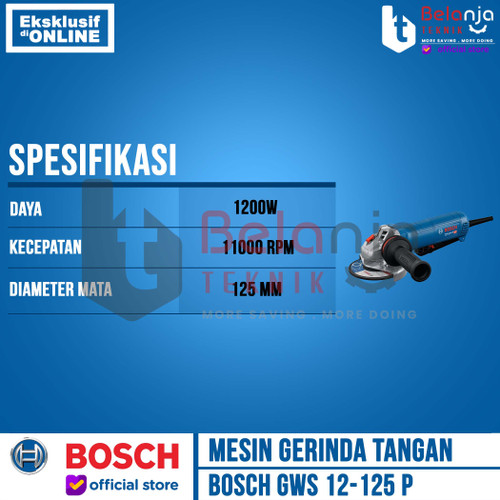 Bosch Mesin Gerinda Listrik GWS 12-125 P Angle Grinder 5 Inch Gurinda Tangan 1200 Watt