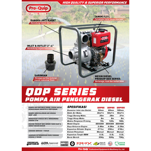 Proquip Water Pump 4 Inch Diesel QDP100 Mesin Alkon Pompa Air Irigasi QDP 100