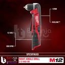 Milwaukee Cordless Right Angle Drill 10MM C12RAD-0B Mesin Bor Sudut Baterai 12V Unit Only