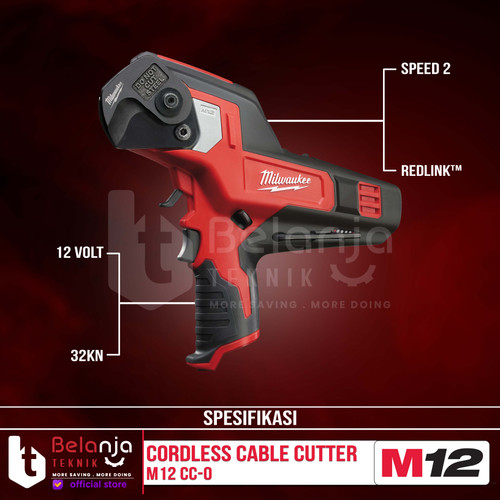 Milwaukee Cable Cutter Cordless M12 CC-0 Mesin Potong Kabel Baterai 12V Unit Only