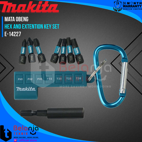 Makita Mata Obeng Impact Driver 1/4 Inch Hex And Extention Key Set 8 PCS E-14227